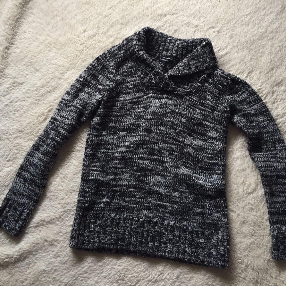 Black & White Sweater with Foldover Collar